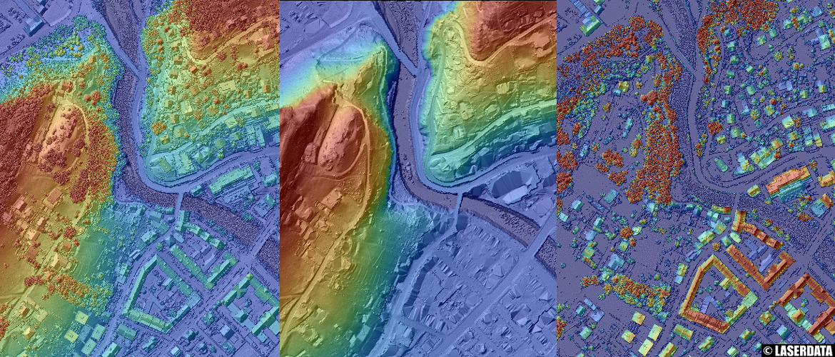 Raster derivatives (DTM, DSM, nDSM) from ALS point cloud data